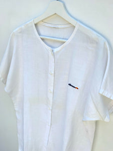 ELLESSE Buttoned Linen Blouse. Sz L.