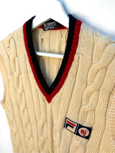 FILA Bjorn Borg Cable Knit Wool Vest. Sz. 42. Italy.