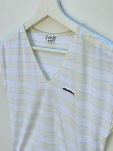 ELLESSE V-Neck Striped Court Top. Sz 8.