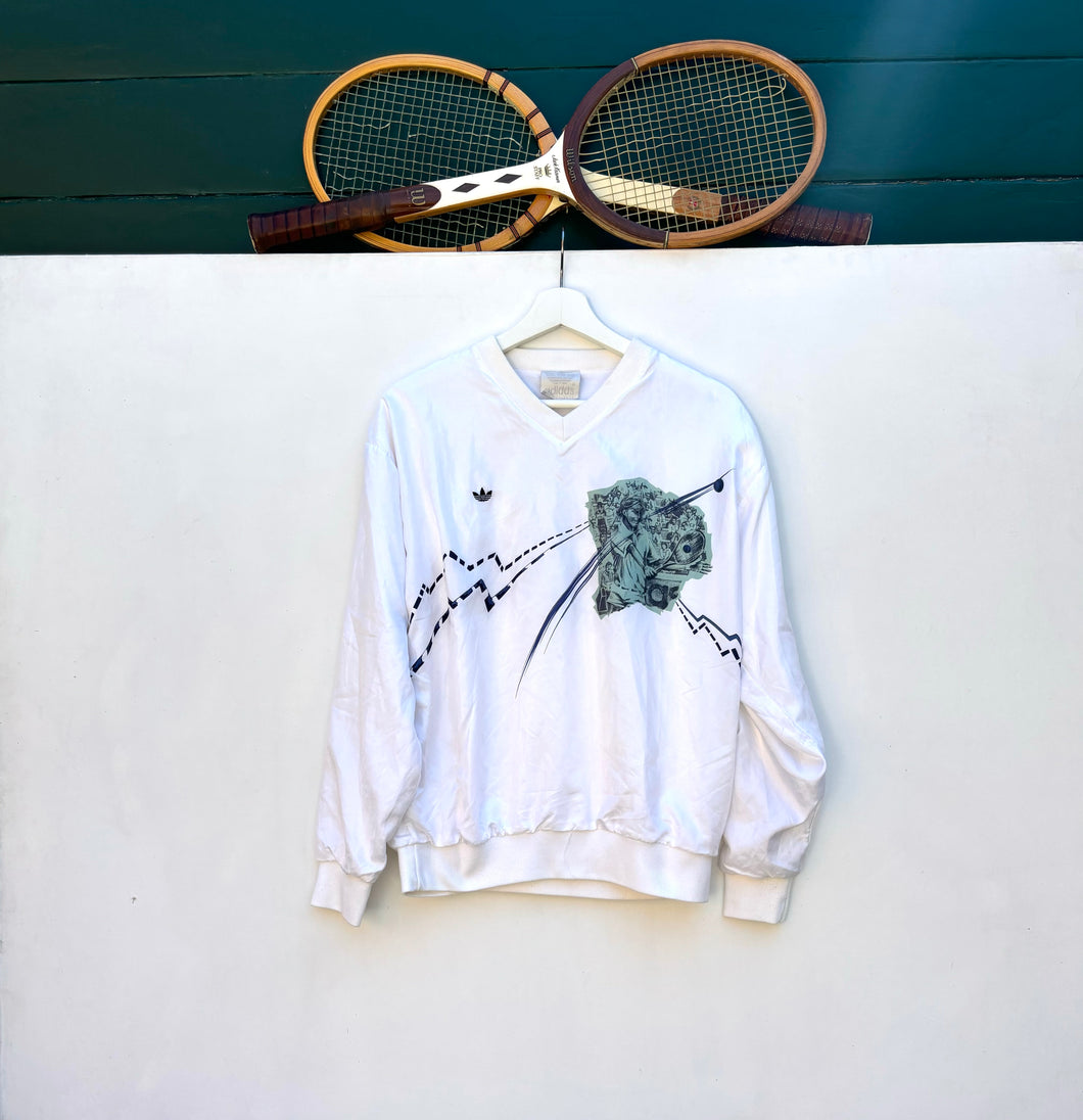 ADIDAS 'Stefan Edberg' Court V-Neck Sweater. Sz M.