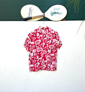 HANALEI Red Floral Hawaiian Shirt. Sz M. Japan.