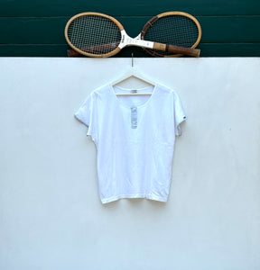 ELLESSE Buttoned White Tennis Top. Sz 10. Italy.